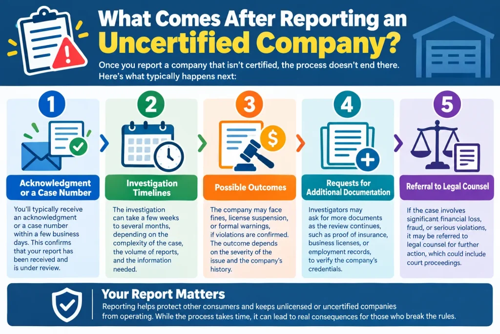 What Comes After Reporting an Uncertified Company